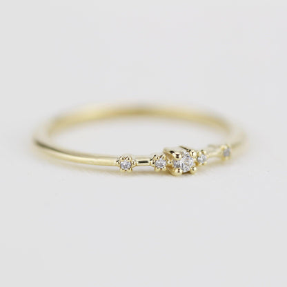 Simple engagement ring, dainty engagement rings for women, minimalist engagement ring | R 307WD - NOOI JEWELRY