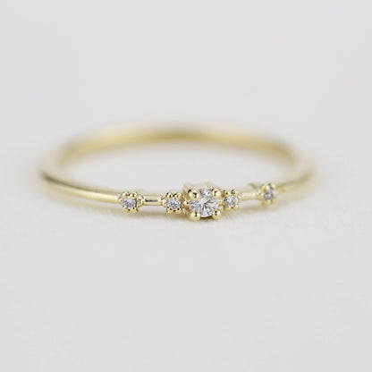 Simple engagement ring, dainty engagement rings for women, minimalist engagement ring | R 307WD - NOOI JEWELRY