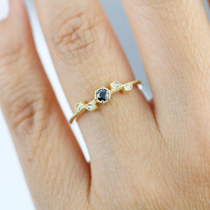 simple nature inspired engagement ring, leaf and vine engagement ring diamond | R 308BD - NOOI JEWELRY
