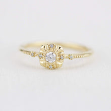 Load image into Gallery viewer, simple diamond rings engagement, unique round diamond engagement ring art deco | R 309WD - NOOI JEWELRY