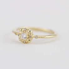 Load image into Gallery viewer, simple diamond rings engagement, unique round diamond engagement ring art deco | R 309WD - NOOI JEWELRY