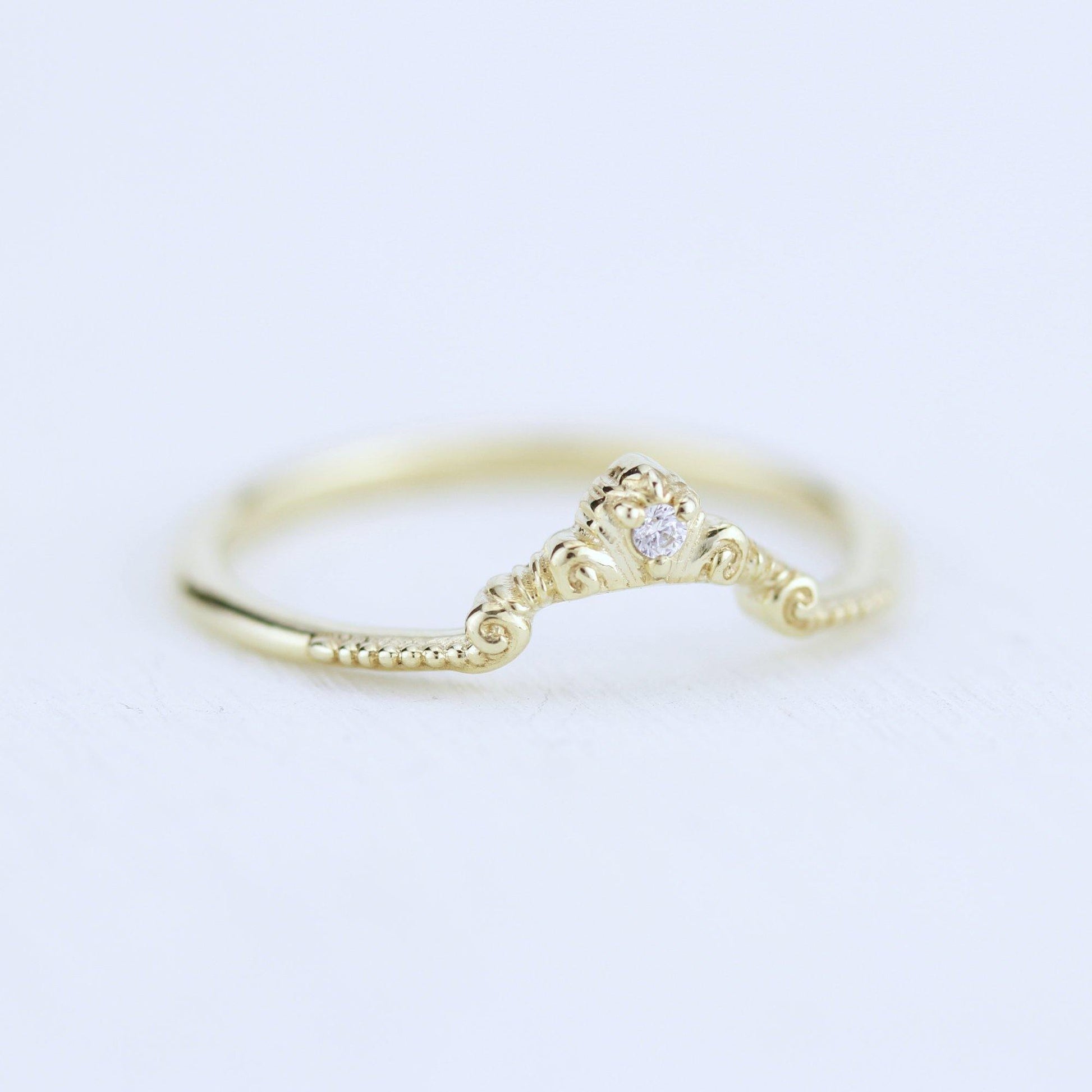 Diamond wedding band for women, alternative wedding band unique | R310WD - NOOI JEWELRY