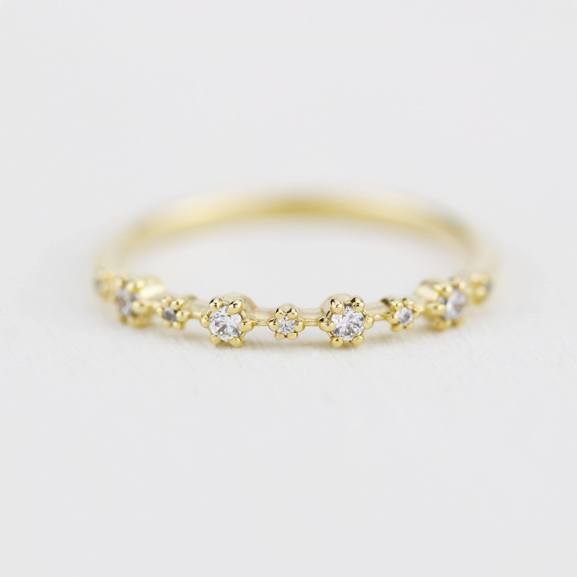 Stackable diamond wedding bands for women eternity rings, spaced diamond wedding band | R 313W - NOOI JEWELRY