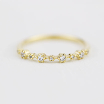 Stackable diamond wedding bands for women eternity rings, spaced diamond wedding band | R 313W - NOOI JEWELRY