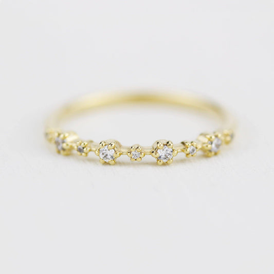 Stackable diamond wedding bands for women eternity rings, spaced diamond wedding band | R 313W - NOOI JEWELRY