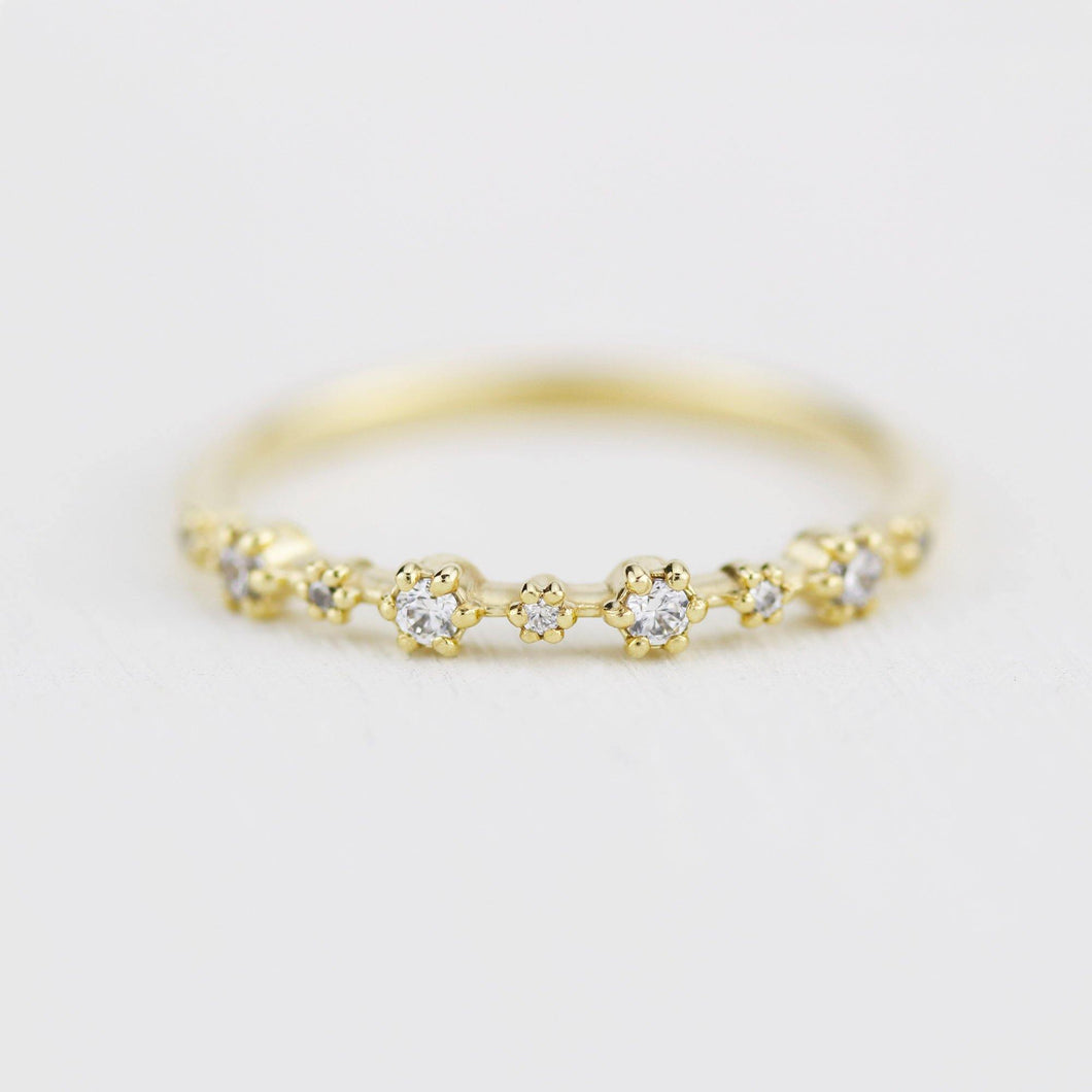 Stackable diamond wedding bands for women eternity rings, spaced diamond wedding band | R 313W - NOOI JEWELRY