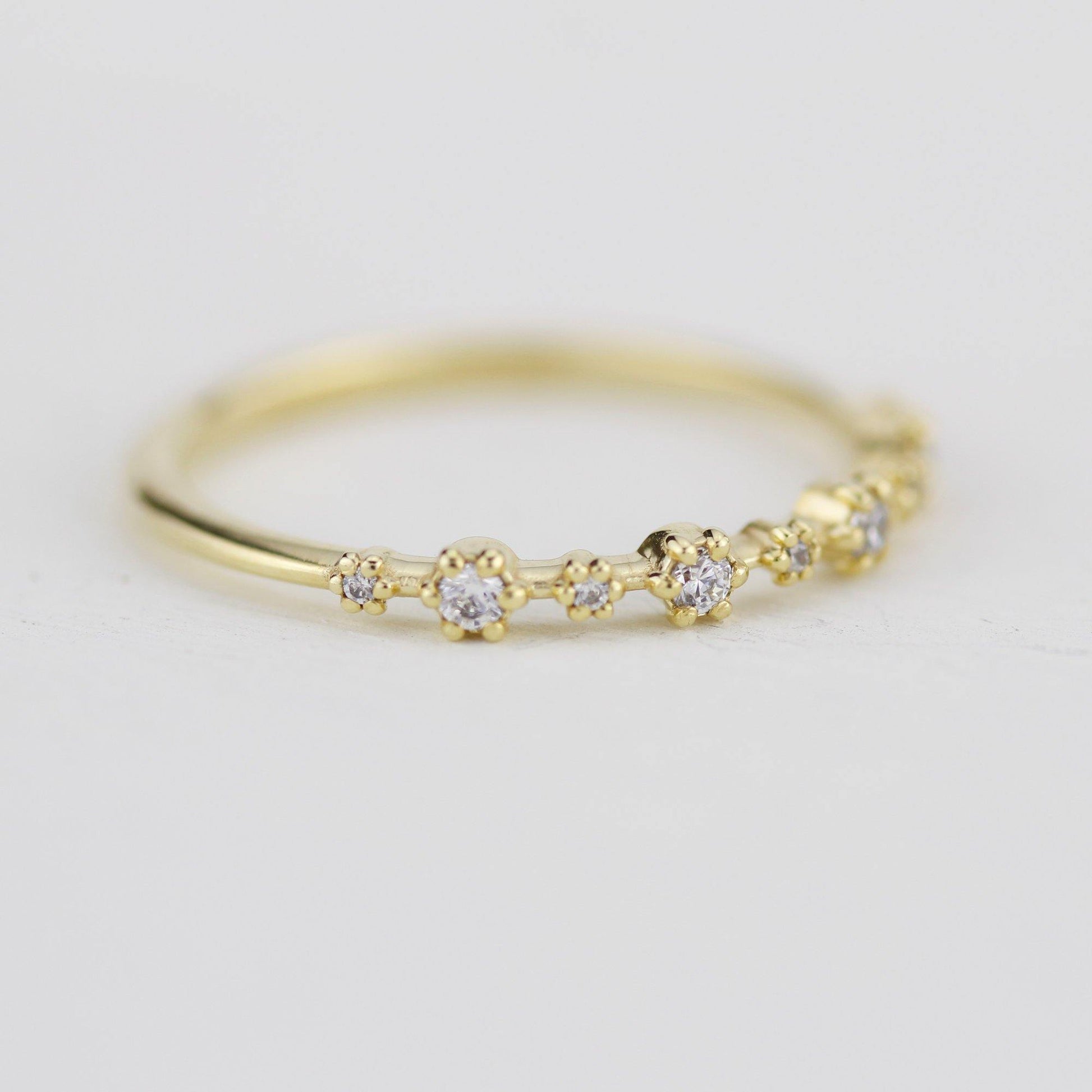 Stackable diamond wedding bands for women eternity rings, spaced diamond wedding band | R 313W - NOOI JEWELRY