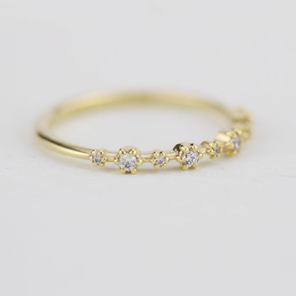 Stackable diamond wedding bands for women eternity rings, spaced diamond wedding band | R 313W - NOOI JEWELRY