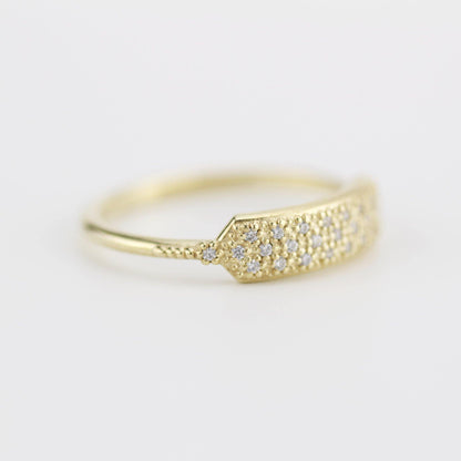 minimalist wedding band, unique diamond wedding bands, pave setting wedding band | R 306WD - NOOI JEWELRY