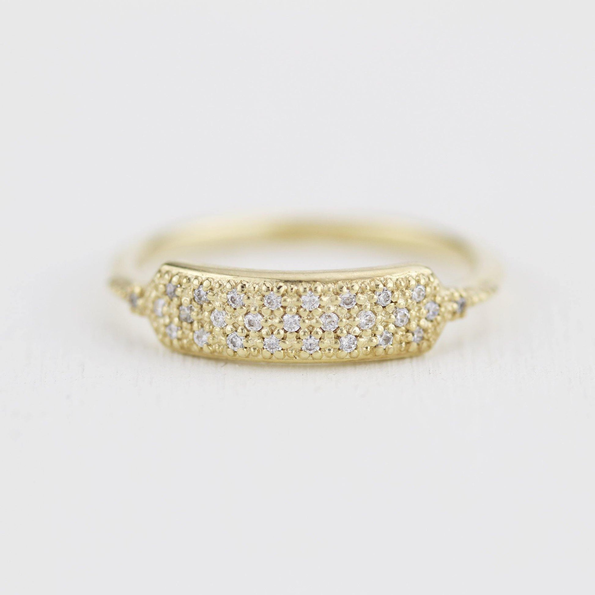 minimalist wedding band, unique diamond wedding bands, pave setting wedding band | R 306WD - NOOI JEWELRY