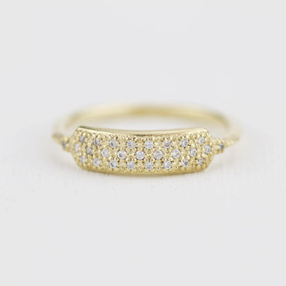 minimalist wedding band, unique diamond wedding bands, pave setting wedding band | R 306WD - NOOI JEWELRY