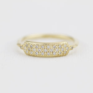 minimalist wedding band, unique diamond wedding bands, pave setting wedding band | R 306WD - NOOI JEWELRY