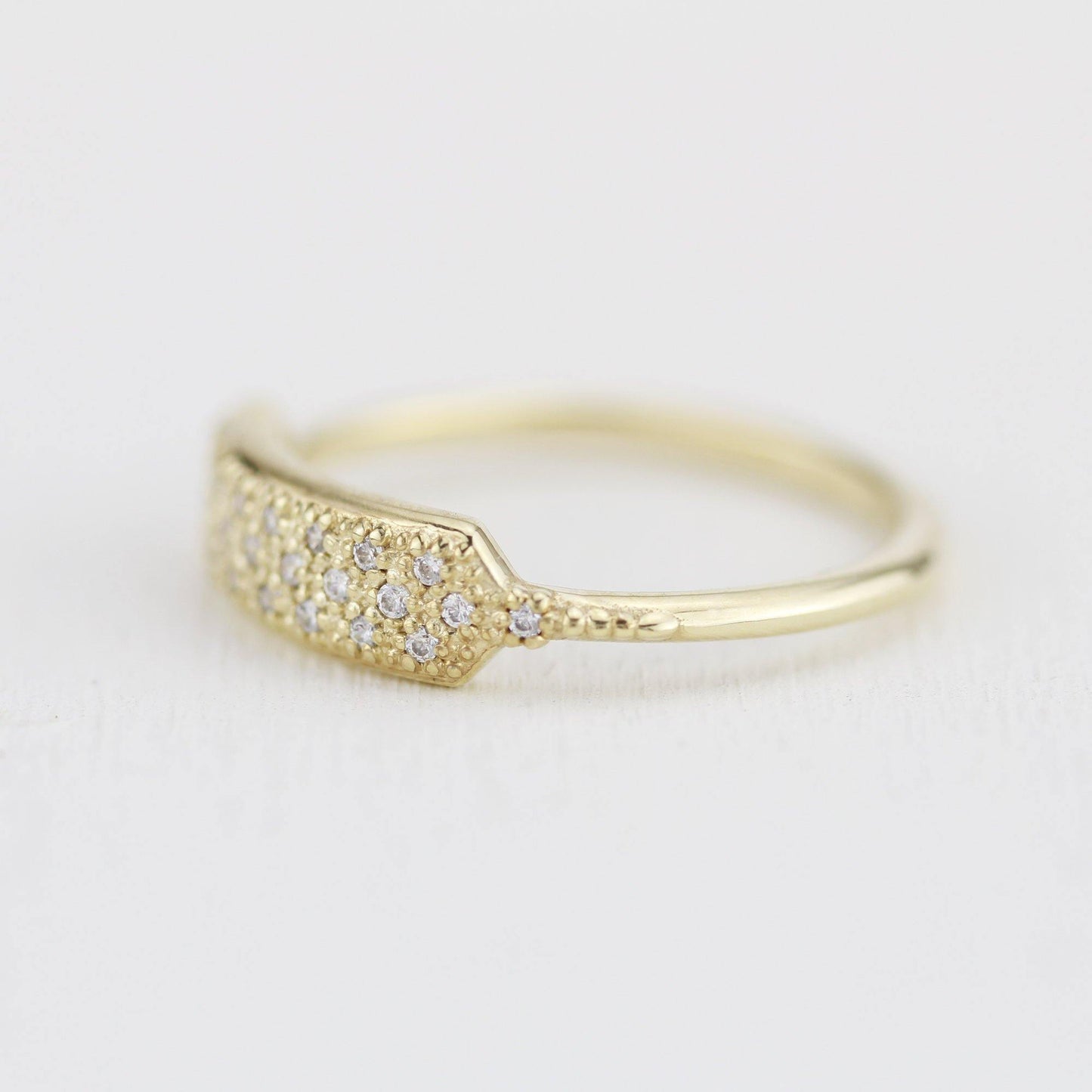 minimalist wedding band, unique diamond wedding bands, pave setting wedding band | R 306WD - NOOI JEWELRY