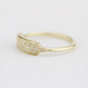 minimalist wedding band, unique diamond wedding bands, pave setting wedding band | R 306WD - NOOI JEWELRY