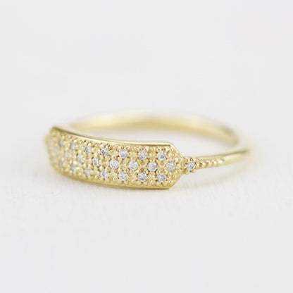 minimalist wedding band, unique diamond wedding bands, pave setting wedding band | R 306WD - NOOI JEWELRY
