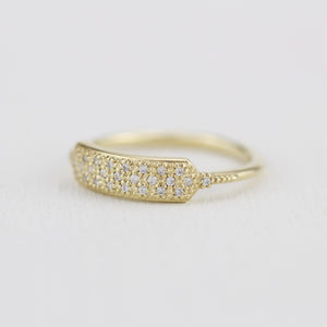 minimalist wedding band, unique diamond wedding bands, pave setting wedding band | R 306WD - NOOI JEWELRY