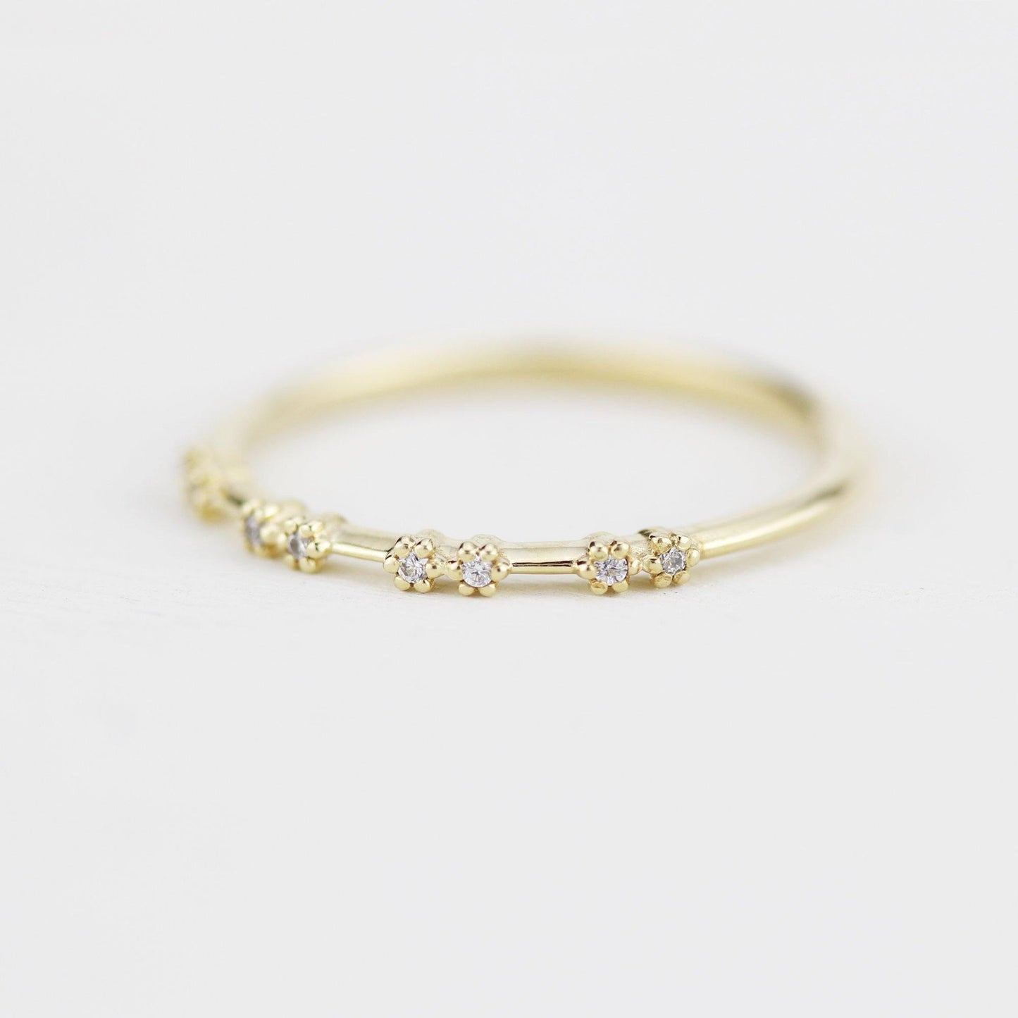 Stackable diamond wedding bands for women eternity rings, spaced diamond wedding band | R 313W - NOOI JEWELRY