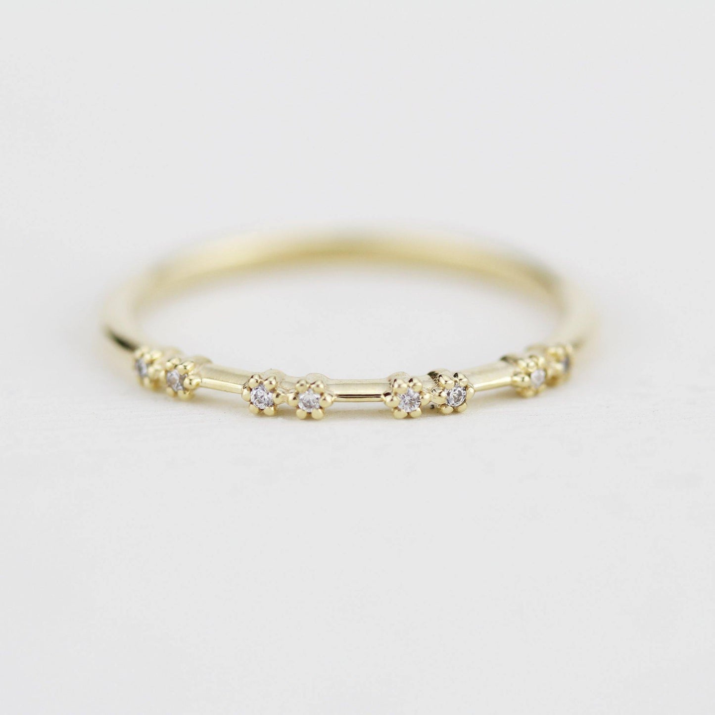 Stackable diamond wedding bands for women eternity rings, spaced diamond wedding band | R 313W - NOOI JEWELRY