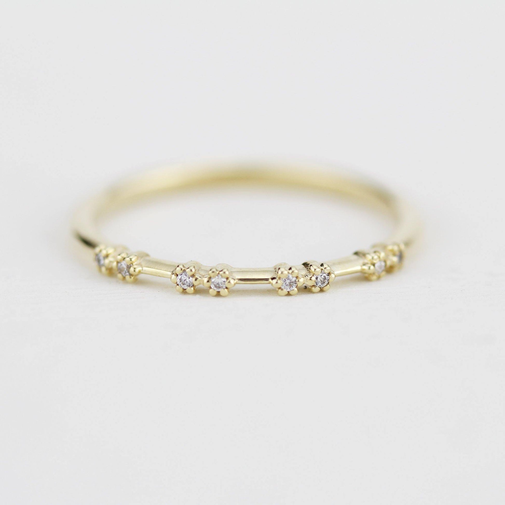Stackable diamond wedding bands for women eternity rings, spaced diamond wedding band | R 313W - NOOI JEWELRY