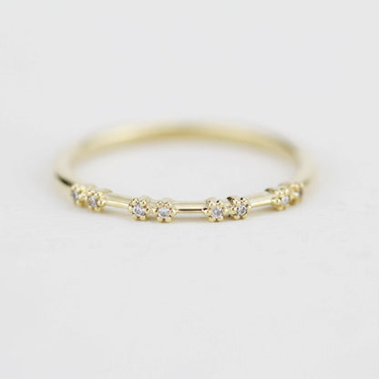 Stackable diamond wedding bands for women eternity rings, spaced diamond wedding band | R 313W - NOOI JEWELRY