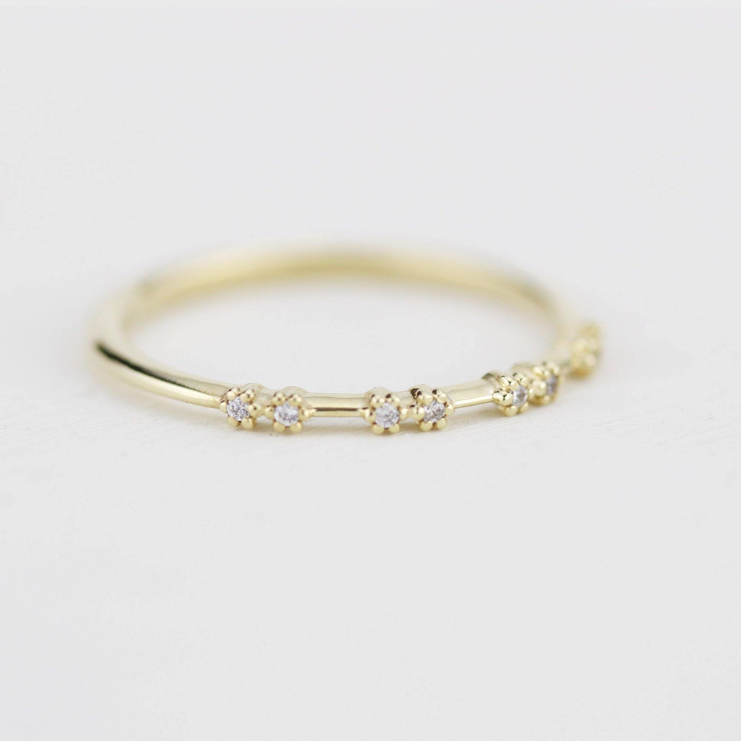 Stackable diamond wedding bands for women eternity rings, spaced diamond wedding band | R 313W - NOOI JEWELRY