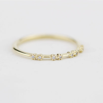 Stackable diamond wedding bands for women eternity rings, spaced diamond wedding band | R 313W - NOOI JEWELRY