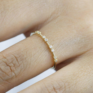 Stackable diamond wedding bands for women eternity rings, spaced diamond wedding band | R 313W - NOOI JEWELRY