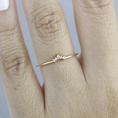 Diamond wedding bands for women, curved wedding band |  R 316W - NOOI JEWELRY