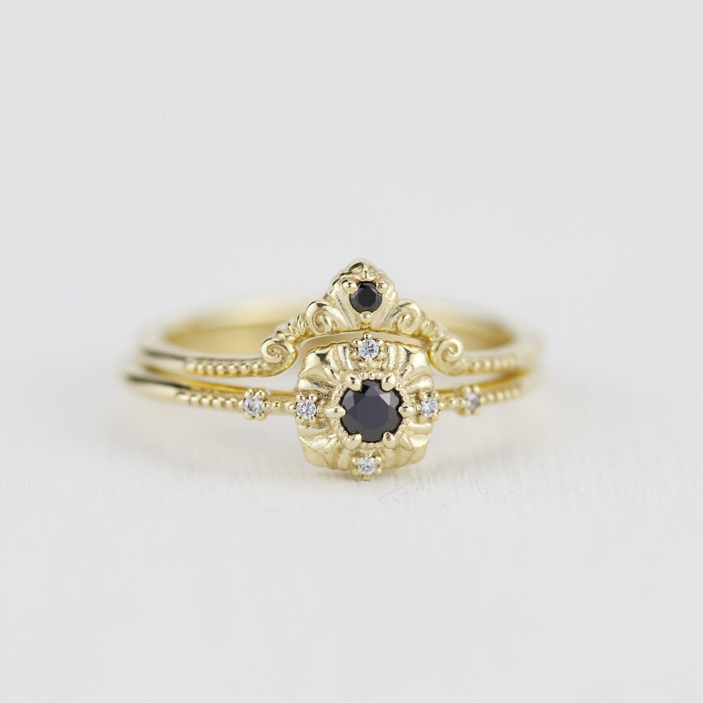 engagement and wedding ring sets vintage unique, wedding ring sets stacked simple | R309310WD - NOOI JEWELRY