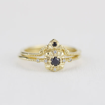 engagement and wedding ring sets vintage unique, wedding ring sets stacked simple | R309310WD - NOOI JEWELRY