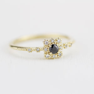 Simple engagement ring with square halo, Square ring engagement simple, Simple diamond ring | R 312BD - NOOI JEWELRY