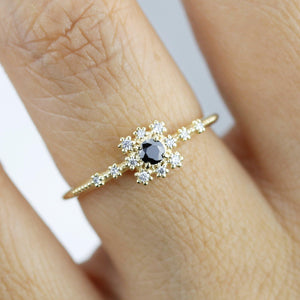 Simple engagement ring with square halo, Square ring engagement simple, Simple diamond ring | R 312BD - NOOI JEWELRY