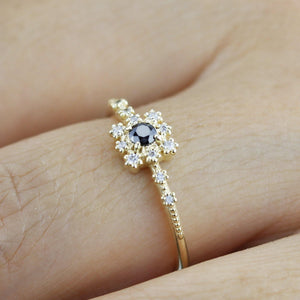 Simple engagement ring with square halo, Square ring engagement simple, Simple diamond ring | R 312BD - NOOI JEWELRY