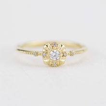Load image into Gallery viewer, simple diamond rings engagement, unique round diamond engagement ring art deco | R 309WD - NOOI JEWELRY