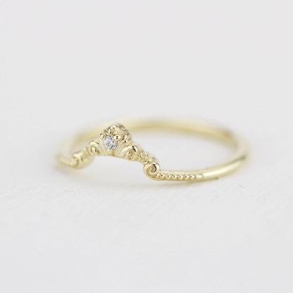 Diamond wedding band for women, alternative wedding band unique | R310WD - NOOI JEWELRY
