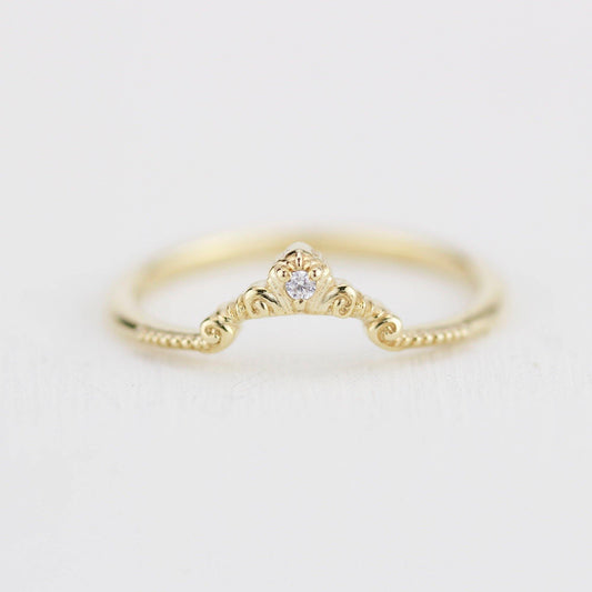 Diamond wedding band for women, alternative wedding band unique | R310WD - NOOI JEWELRY