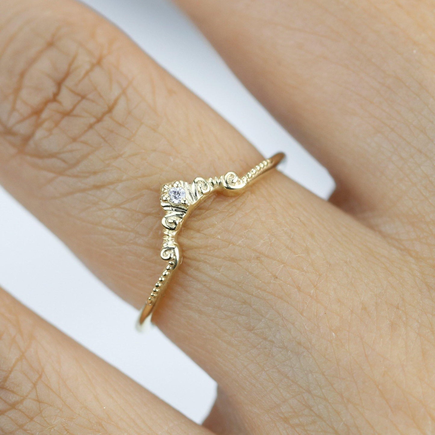 Diamond wedding band for women, alternative wedding band unique | R310WD - NOOI JEWELRY