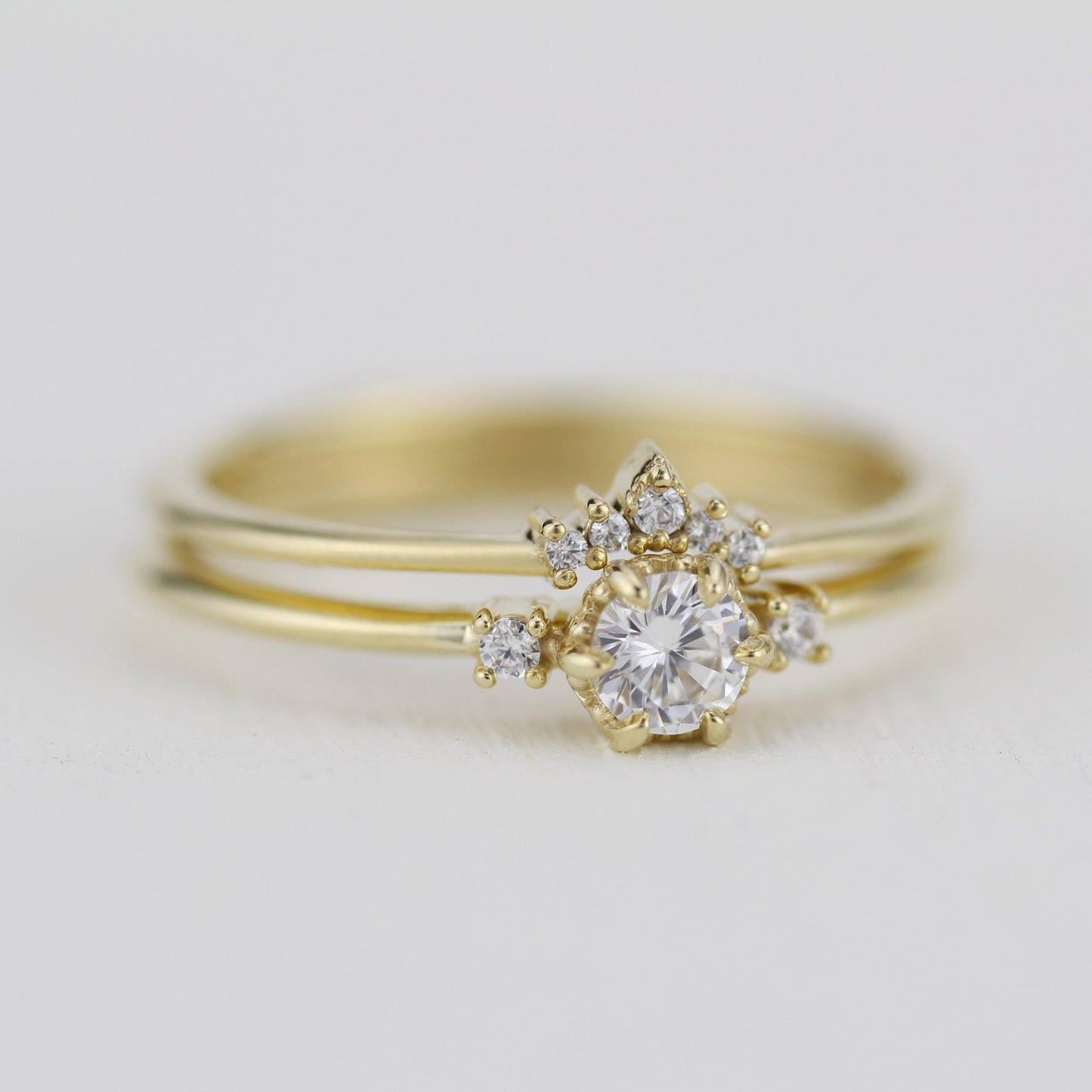 Engagement ring and wedding band set, bridal sets rings for women, bridal set diamond, engagement bridal set  | R252316W - NOOI JEWELRY