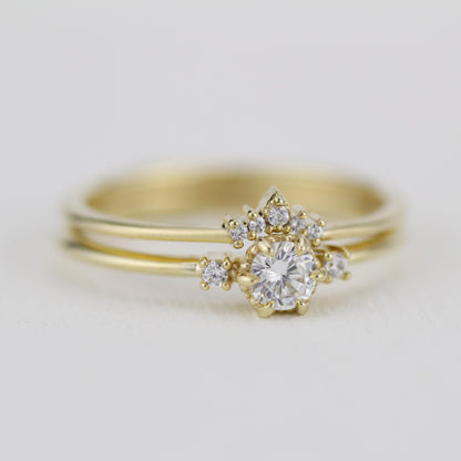 Engagement ring and wedding band set, bridal sets rings for women, bridal set diamond, engagement bridal set  | R252316W - NOOI JEWELRY