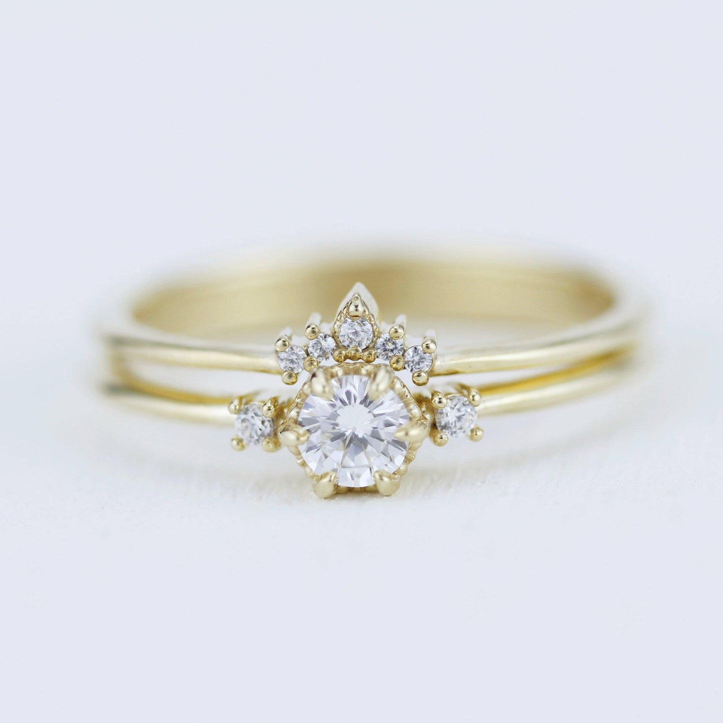 Engagement ring and wedding band set, bridal sets rings for women, bridal set diamond, engagement bridal set  | R252316W - NOOI JEWELRY