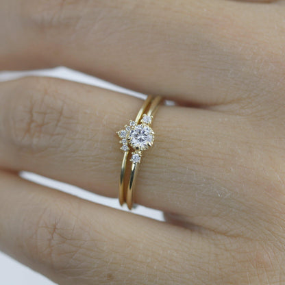 Engagement ring and wedding band set, bridal sets rings for women, bridal set diamond, engagement bridal set  | R252316W - NOOI JEWELRY