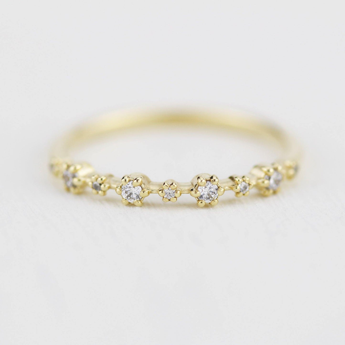 Stackable diamond wedding bands for women eternity rings, spaced diamond wedding band | R 313W - NOOI JEWELRY