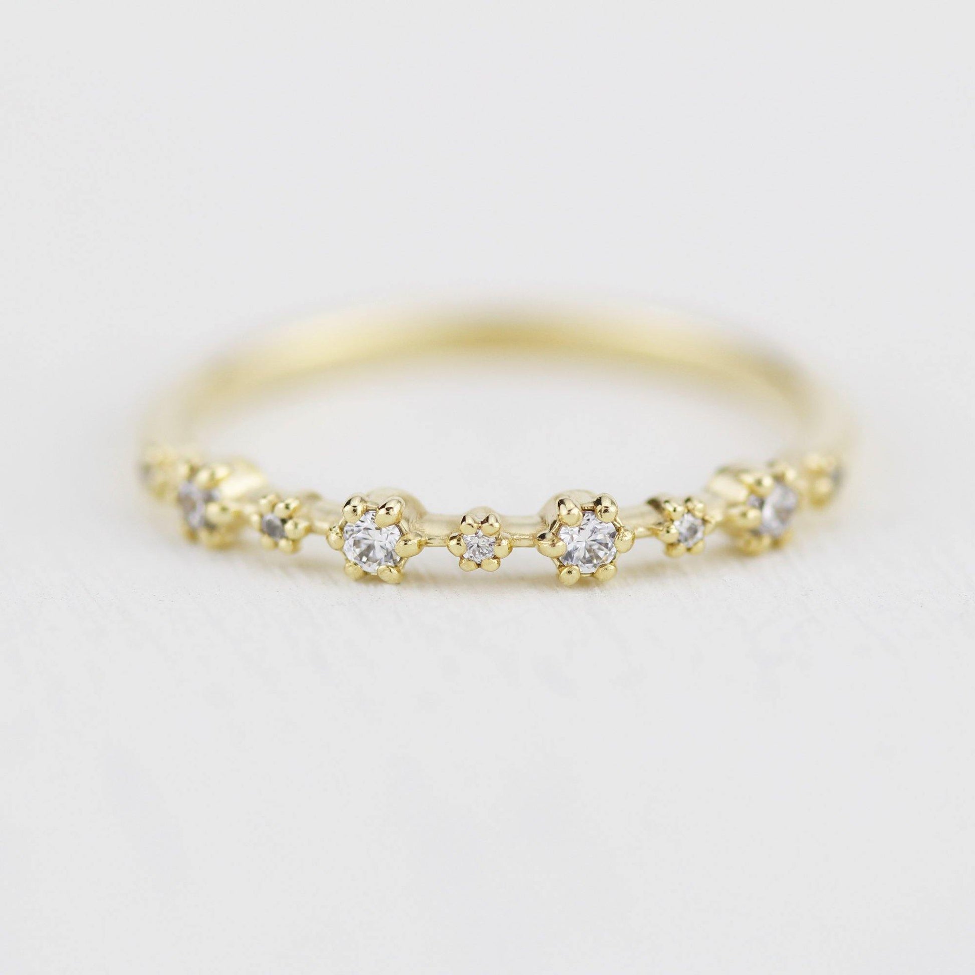 Stackable diamond wedding bands for women eternity rings, spaced diamond wedding band | R 313W - NOOI JEWELRY