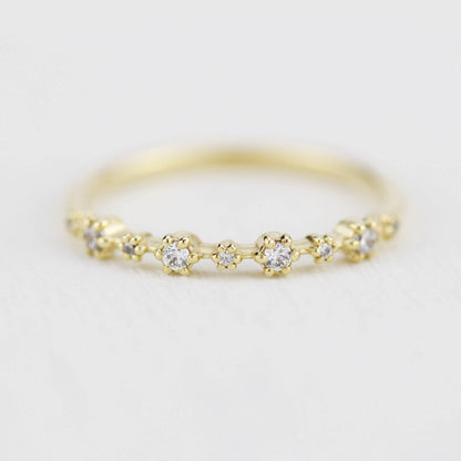 Stackable diamond wedding bands for women eternity rings, spaced diamond wedding band | R 313W - NOOI JEWELRY