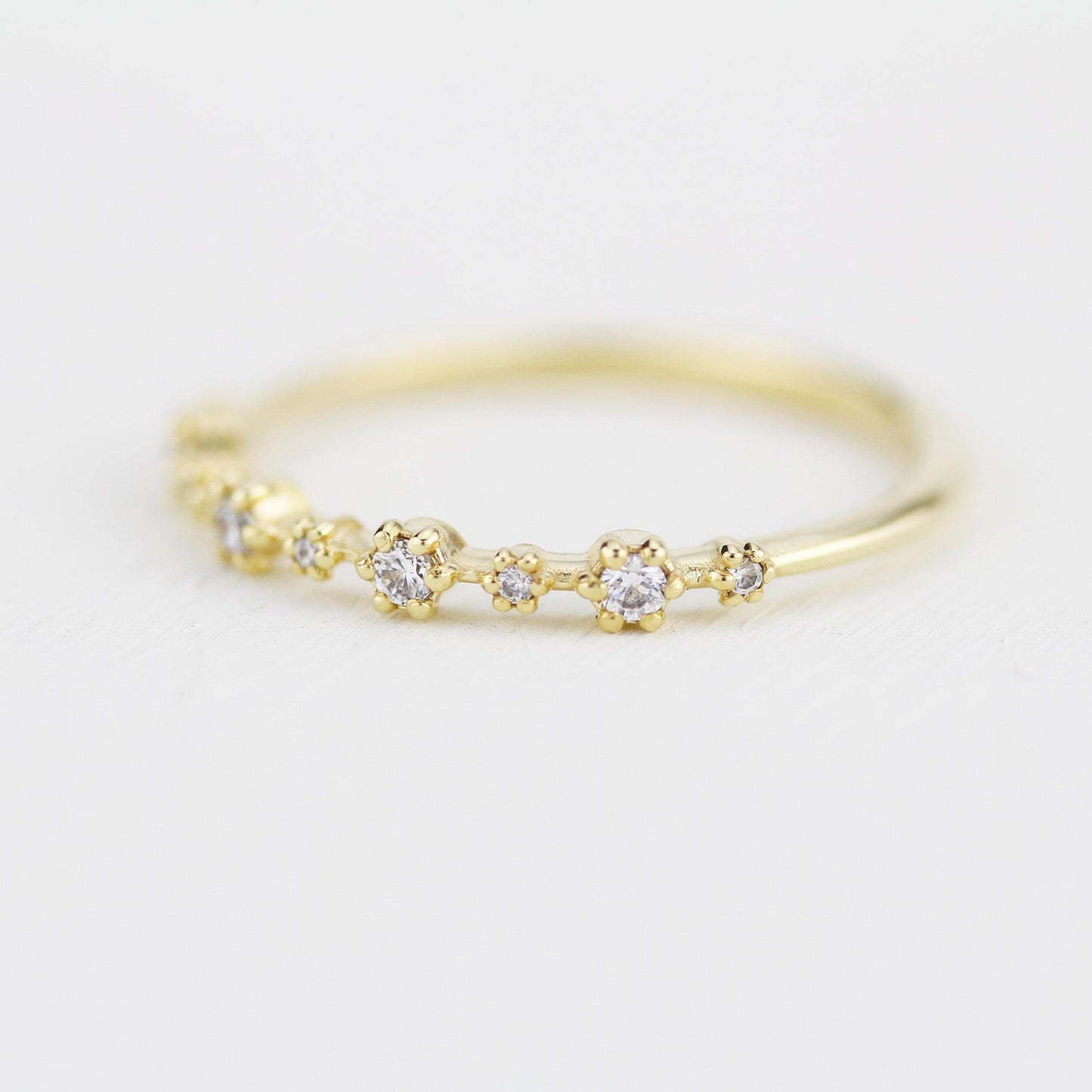 Stackable diamond wedding bands for women eternity rings, spaced diamond wedding band | R 313W - NOOI JEWELRY
