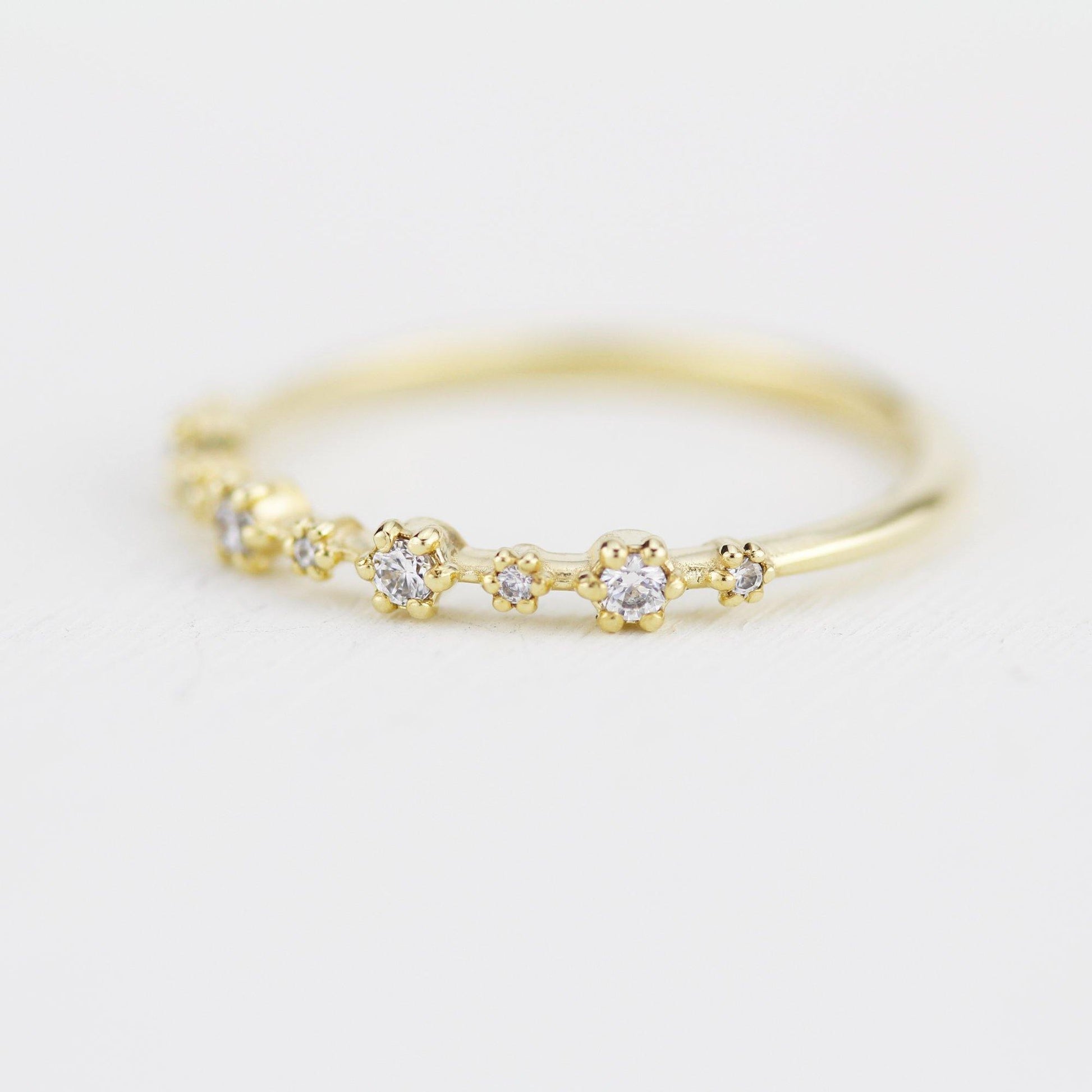 Stackable diamond wedding bands for women eternity rings, spaced diamond wedding band | R 313W - NOOI JEWELRY