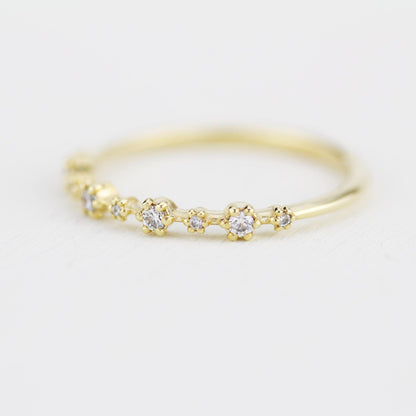 Stackable diamond wedding bands for women eternity rings, spaced diamond wedding band | R 313W - NOOI JEWELRY