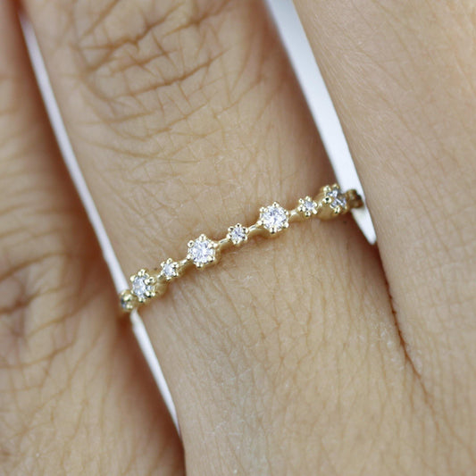 Stackable diamond wedding bands for women eternity rings, spaced diamond wedding band | R 313W - NOOI JEWELRY