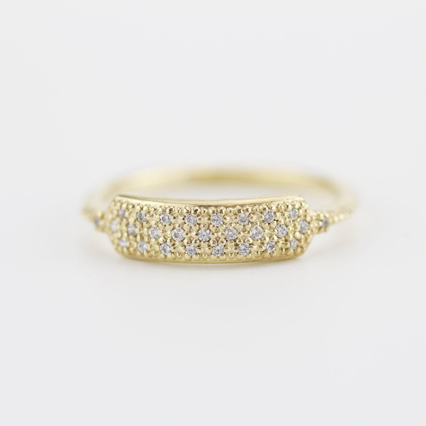 minimalist wedding band, unique diamond wedding bands, pave setting wedding band | R 306WD - NOOI JEWELRY