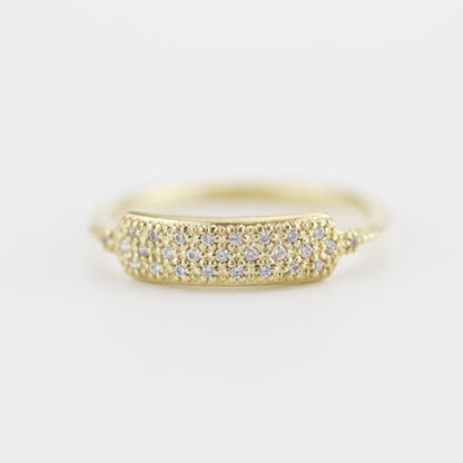 minimalist wedding band, unique diamond wedding bands, pave setting wedding band | R 306WD - NOOI JEWELRY